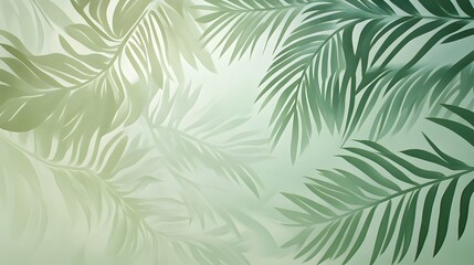 Poster - Tropical foliage background in soft pastel greens and yellows.