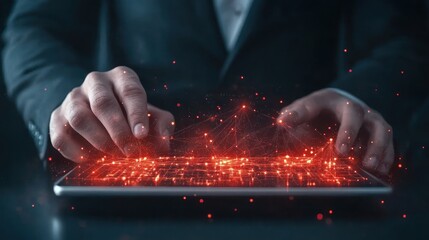 Poster - Digital Transformation:  A Businessperson Interacting with a Futuristic Interface