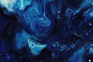 Poster - Exploring abstract science fiction patterns in a seamless blue cosmic theme, 4K Abstract Science Fiction Themed Seamless