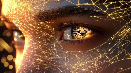 Poster - Glowing network eye futuristic technology and neural interface concept