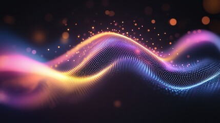 Fototapete - Abstract glowing wave of dots