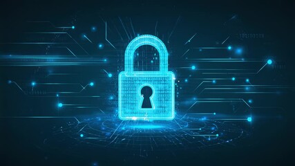 Poster - Cybersecurity Digital Lock on Circuit Board Background