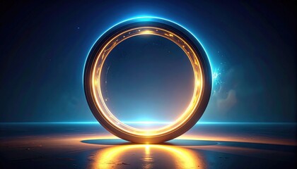 Poster - Illuminated circular portal abstract universe digital art ethereal environment low angle view sci-fi concept for enhanced visual impact