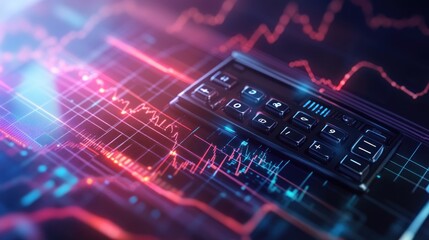 Poster - Financial data analysis keypad neon graph