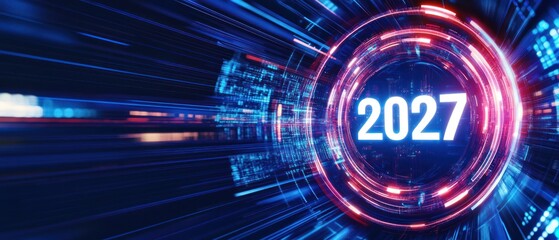 Poster - 2027 digital future glowing technology background