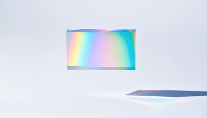 Poster - Floating prism reflecting light spectrum studio digital art minimalist front view visual concept