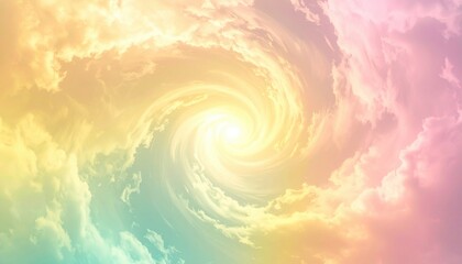 Poster - Swirling colorful clouds forming a vibrant spiral in the sky abstract artwork dreamlike environment aerial view imagination
