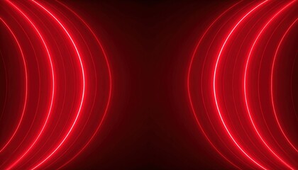 Poster - Dynamic red light waves abstract art digital artwork dark background symmetrical view contemporary design