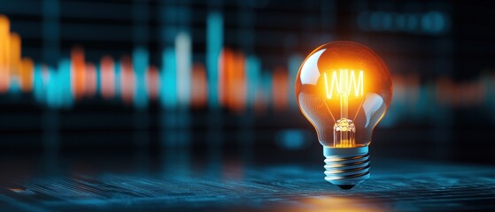 Poster - Glowing lightbulb innovation technology idea inspiration