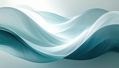 Poster - flowing abstract waves digital art modern design serene environment aerial view motion concept