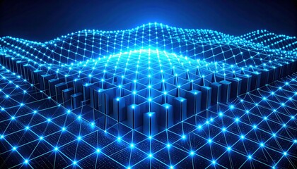 Poster - Dynamic digital landscape technology visualization abstract graphic futuristic environment aerial viewpoint data interaction concept