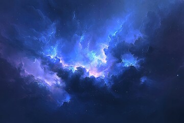 Wall Mural - Majestic Colorful Nebula with Stars in Deep Space Atmosphere