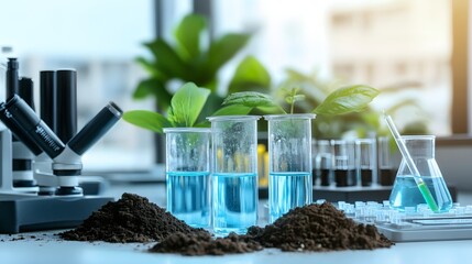 Poster - Scientific research involving plants and soil samples.