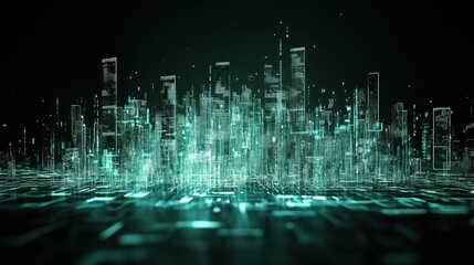 Poster - Digital Metropolis: A Cyberpunk Cityscape of Light and Code