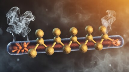 Poster - Molecular structure illustration with  chemical bonds and vapor.