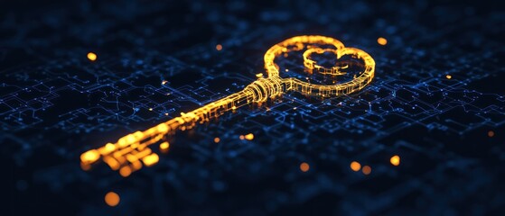 Aufkleber - Digital key network security and access abstract 3 d rendering