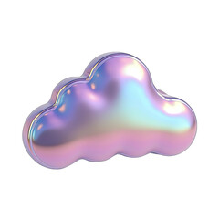 Poster - Holographic Cloud 3D Render Iridescent Pastel Cloud Image isolated on transparent background