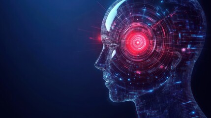 Poster - Digital human head ai technology network circuitry innovation