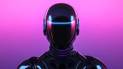 Poster - Cyberpunk Robot Portrait: Neon Glow