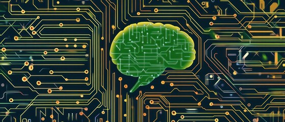 Poster - Human brain circuit board ai neural network concept