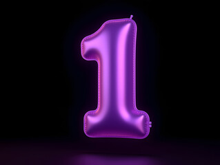 Poster - 3d rendering number font 1, countdown concept with number 1