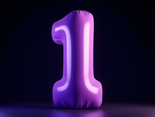 Poster - 3d rendering number font 1, countdown concept with number 1