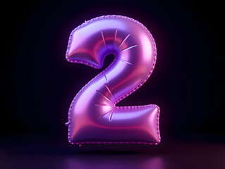 Poster - 3d rendering number font 2, countdown concept with number 2