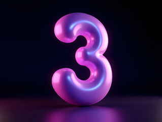 Poster - 3d rendering number font 3, countdown concept with number 3