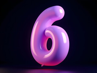 Poster - 3d rendering number font 6, countdown concept of number 6