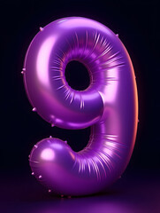 Poster - 3d rendering number font 9, countdown concept of number 9