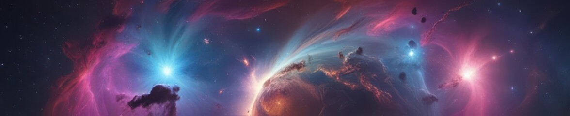 Wall Mural - Abstract swirling nebula backdrop, Earth in space , cosmos, stars, abstract