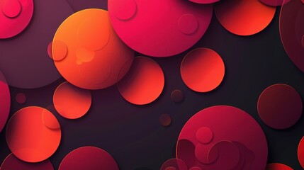 Poster - 3D abstract red and orange circular shapes on a dark background. Background image of 3D rendering art of red circle with wavy texture and black background. Digital art for modern design. AIG51.