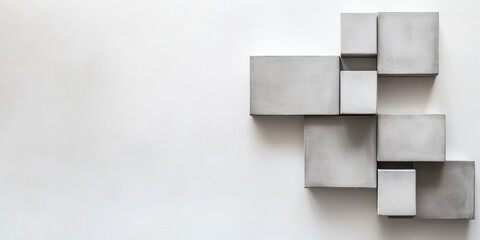 Poster - architectural harmony: a modern art installation with geometric forms and textured surfaces, showcas