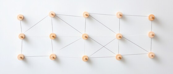 Poster - Network connections abstract wooden circle interconnections