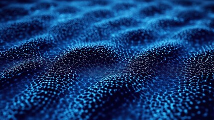 Poster - Abstract Blue Network Waves: Digital Terrain of Interconnected Nodes