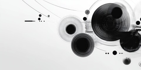 Poster - abstract geometric composition: a striking black and white artistic arrangement of interconnected ci