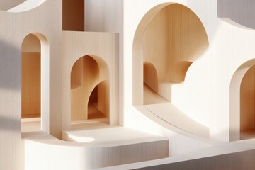 Poster - abstract architecture: a minimalist design with organic curves and geometric forms. the interplay of