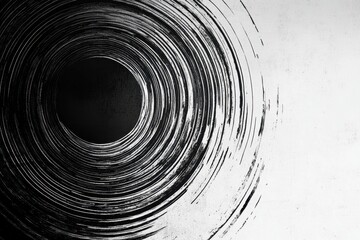 Poster - abstract spiral texture: captivating black and white art featuring a series of concentric circles, t