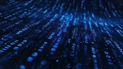 Poster - Digital Data Stream: Abstract Visualization of Binary Code Flowing