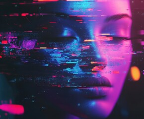 Poster - Digital Dream: A captivating visual, blending futuristic elements with a portrait of a female, showcasing innovation, and abstract art.