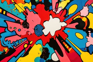 Poster - abstract explosion of color: an electrifying burst of vibrant colors and abstract shapes explodes in