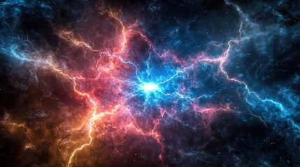 Poster - Celestial Fireworks: A vibrant display of cosmic energy explodes across the canvas, showcasing a dazzling array of colors and forms, inviting contemplation on the universe's infinite beauty.