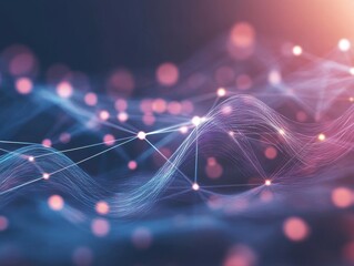 Fototapete - Abstract Digital Data Stream: A mesmerizing display of interconnected digital data streams pulsates with an ethereal glow, forming a vibrant network of information.