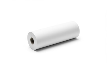 Poster - A roll of white paper is lying horizontally on a white surface, casting a soft shadow