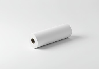 Poster - A roll of white paper laying horizontally on a white surface with a subtle shadow