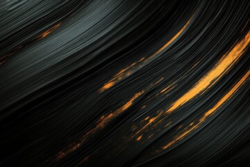 Poster - black and gold abstract: an elegant abstract composition, featuring flowing, textured black waves wi