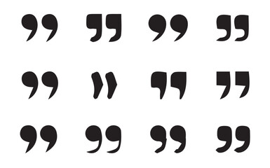 Poster - Set of quote mark. Quotes icon vector set. Quotemarks outline, speech marks, inverted commas or talking marks collection. Quotation signs isolated on white background. Vector illustration eps 10.