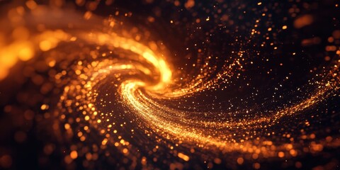 Poster - golden spiral of light: a mesmerizing swirl of golden light particles creates a dynamic, abstract sp