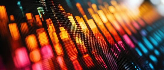Aufkleber - A vibrant display of pixelated bars showcases a colorful digital spectrum of light, creating a dynamic and abstract visual experience.
