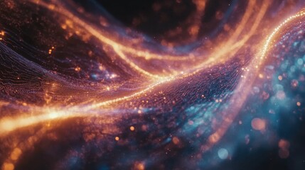Fototapete - Abstract Energy Flow: Capturing the mesmerizing essence of cosmic currents, with a vibrant display of interconnected energy, reminiscent of the aurora borealis or the flow of electricity. 